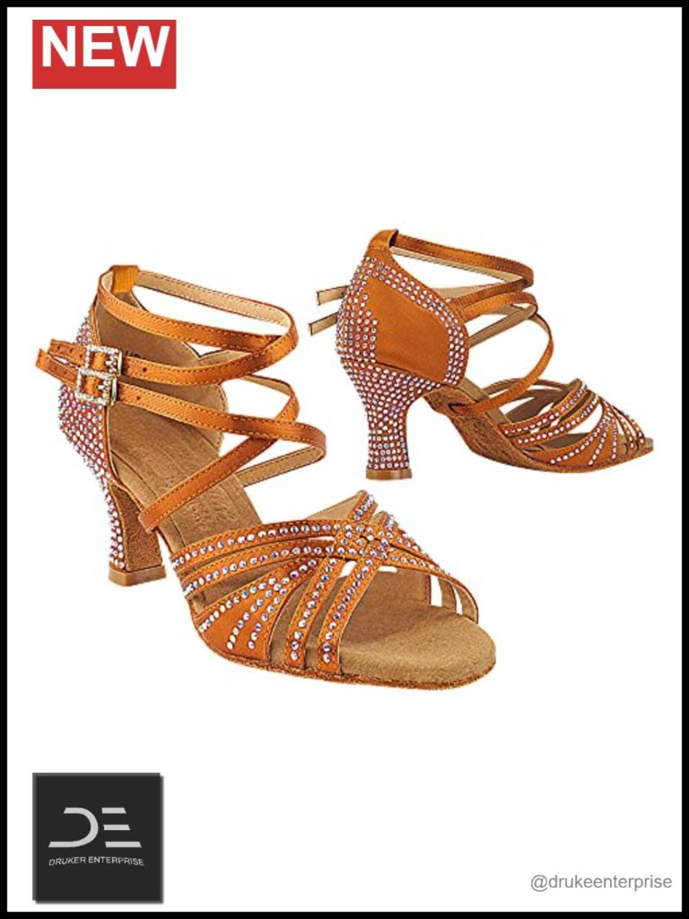 Women's Satin Salsa Tango Latin Ballroom Dance Shoes 2.5" Spool Heel Crystal